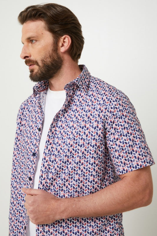 Chemise Josef Framboise Manches Courtes