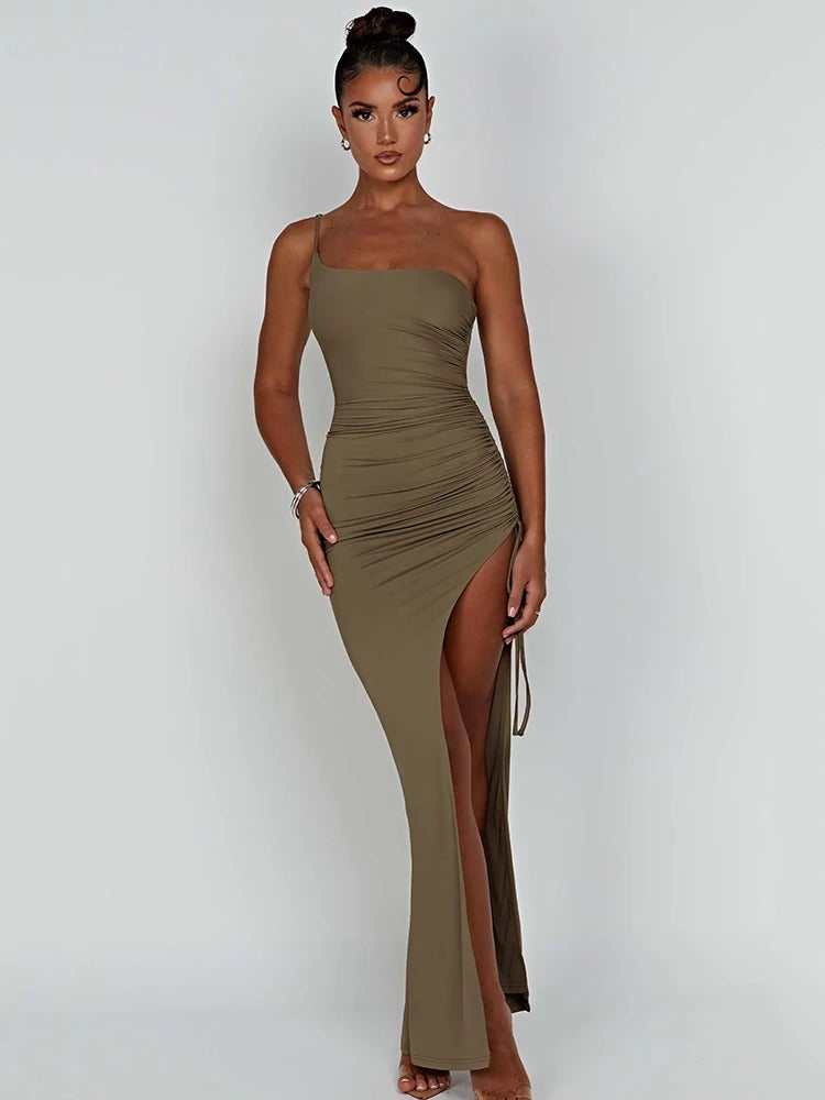 Élodie Lavin® | Robe Longue Fendue À Bretelles Fines
