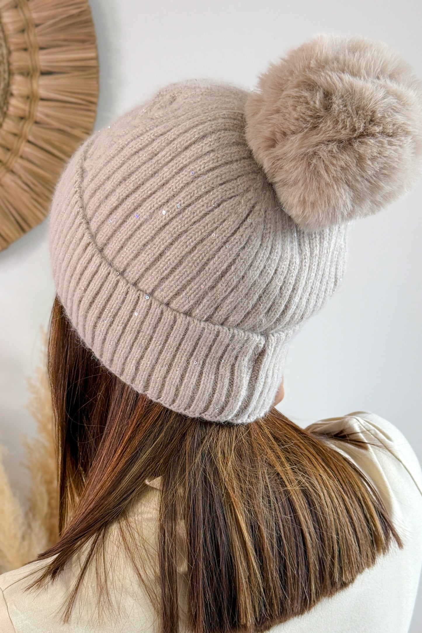 Bonnet à pompon Torka Beige