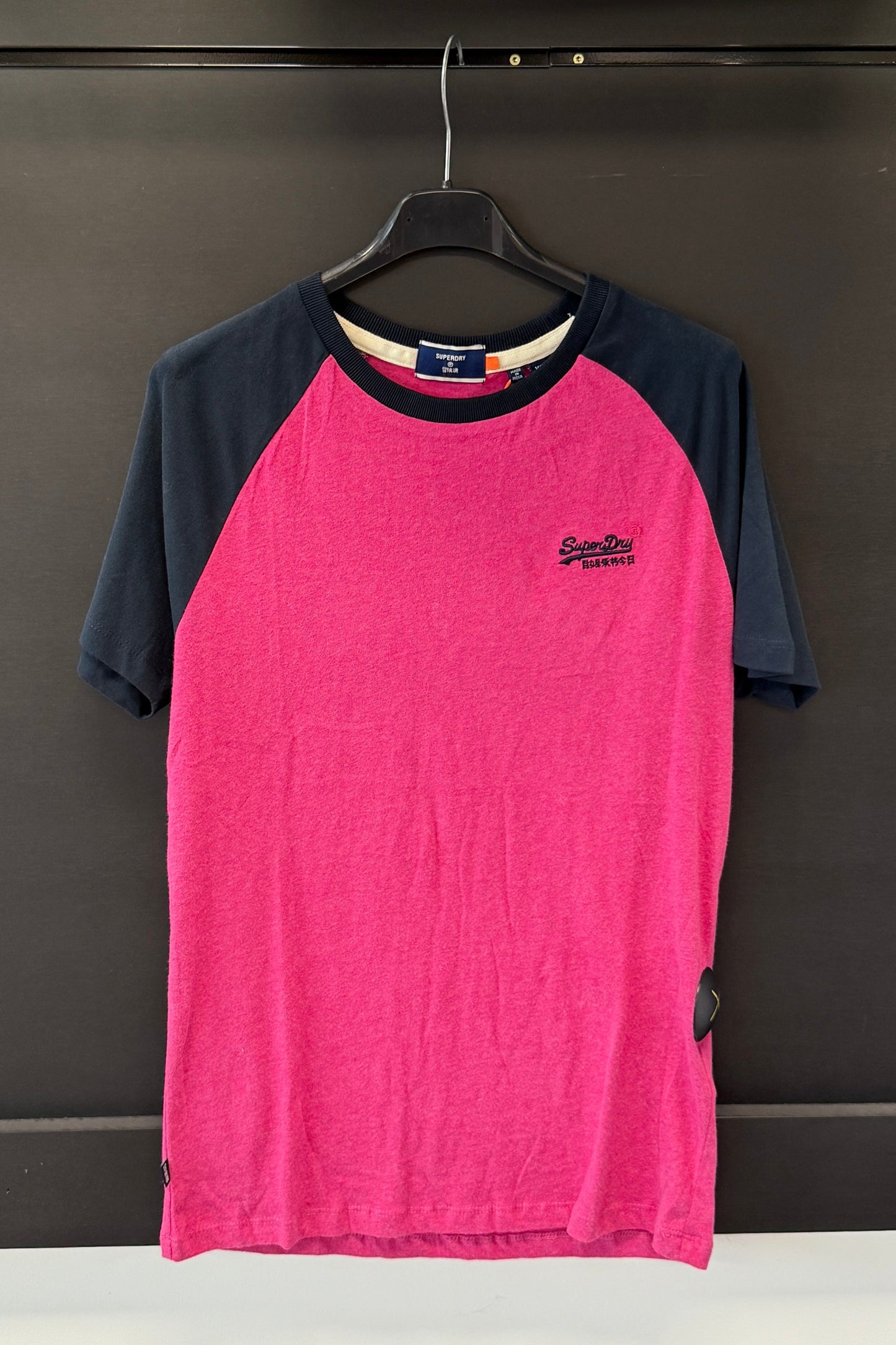 T-shirt Baseball Bleu Marine/Fuchsia