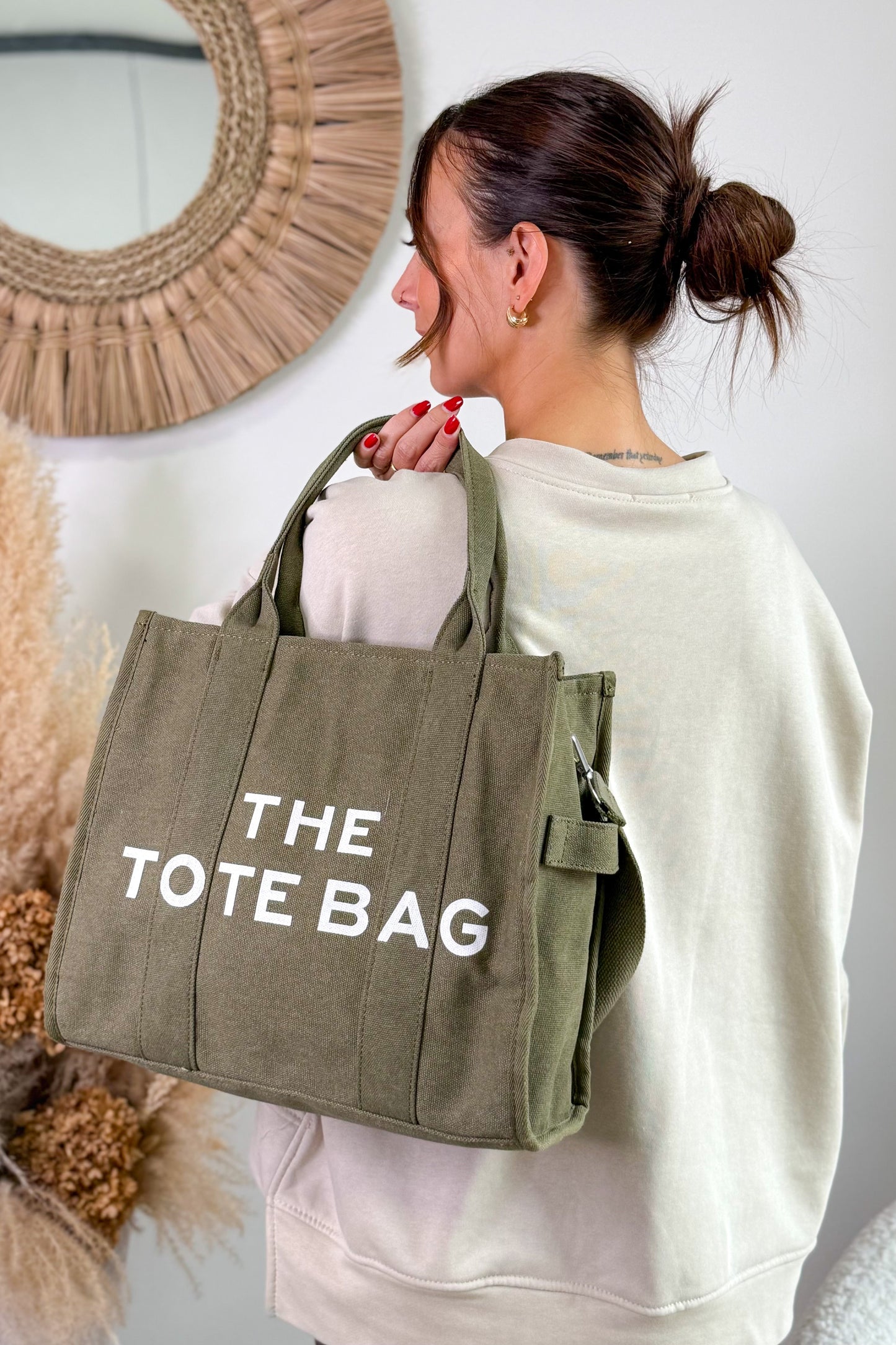 Sac Tote Bag Jeans Kaki Modèle Moyen