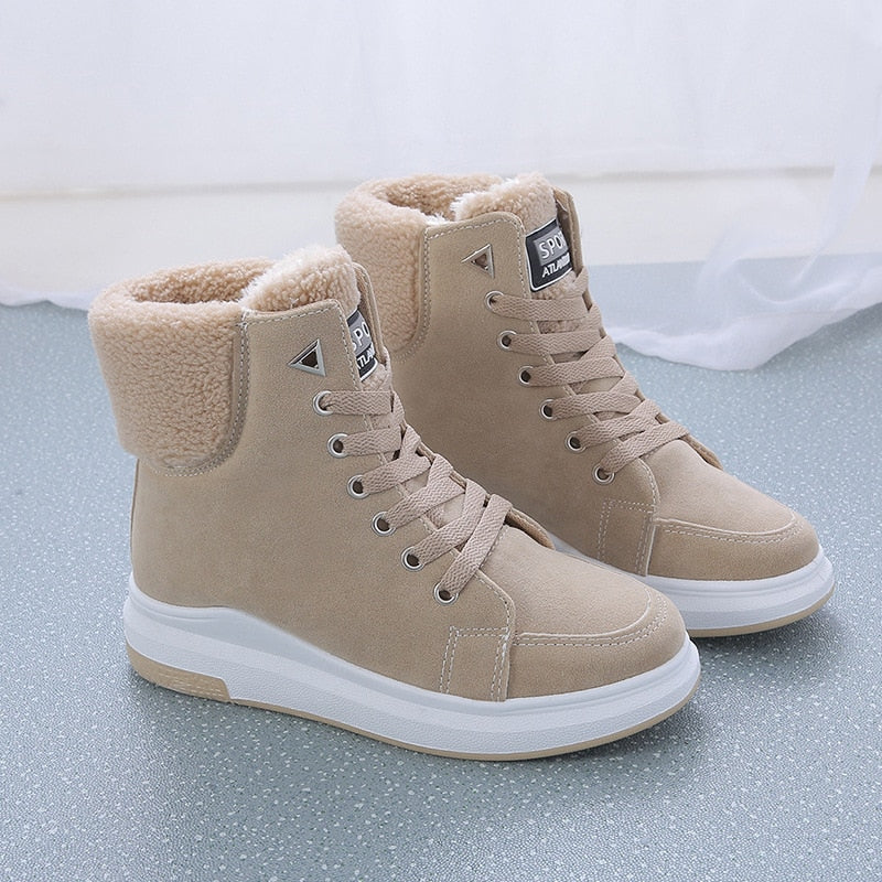 Bottes d'hiver douillettes doublées de fourrure pour femmes