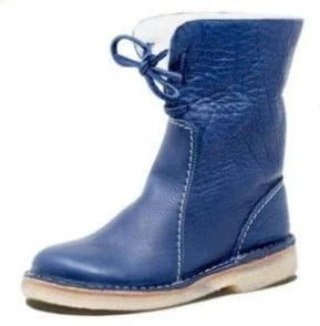Bottes Hautes Classiques en Cuir Doublées de Polaire pour Femmes