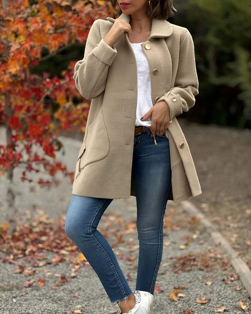 Veste élégante à nœud latéral chic pour superposition stylée