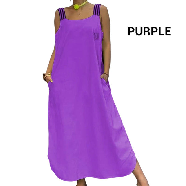 Robe maxi fluide avec larges bretelles et poches