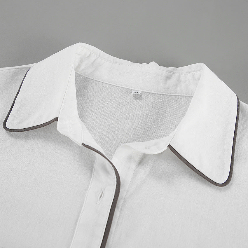 Ensemble Blouse Manches Longues Et Short Élégant