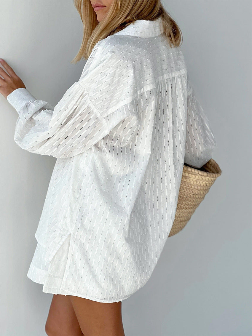 Ensemble Chemise Longue Manche Large Et Short Chic Femme