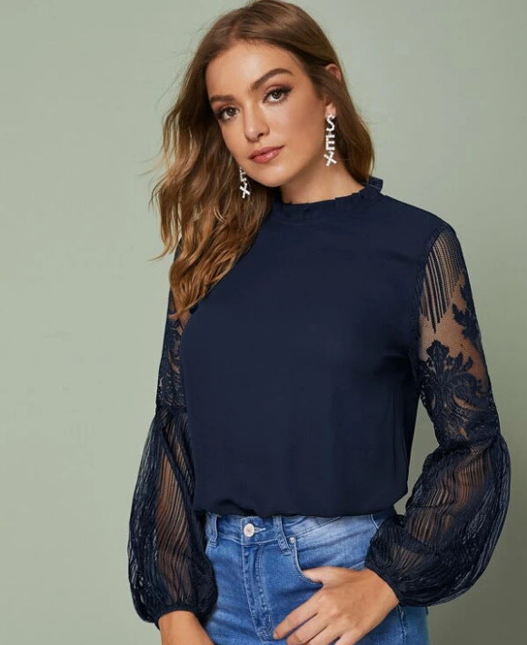 Chemisier transparent dentelle femme chic pour occasion formelle ou casual