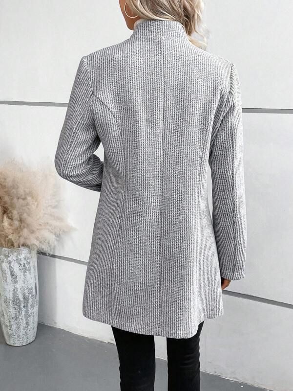 Élégante Veste à Manches Longues sans Col avec Imprimé