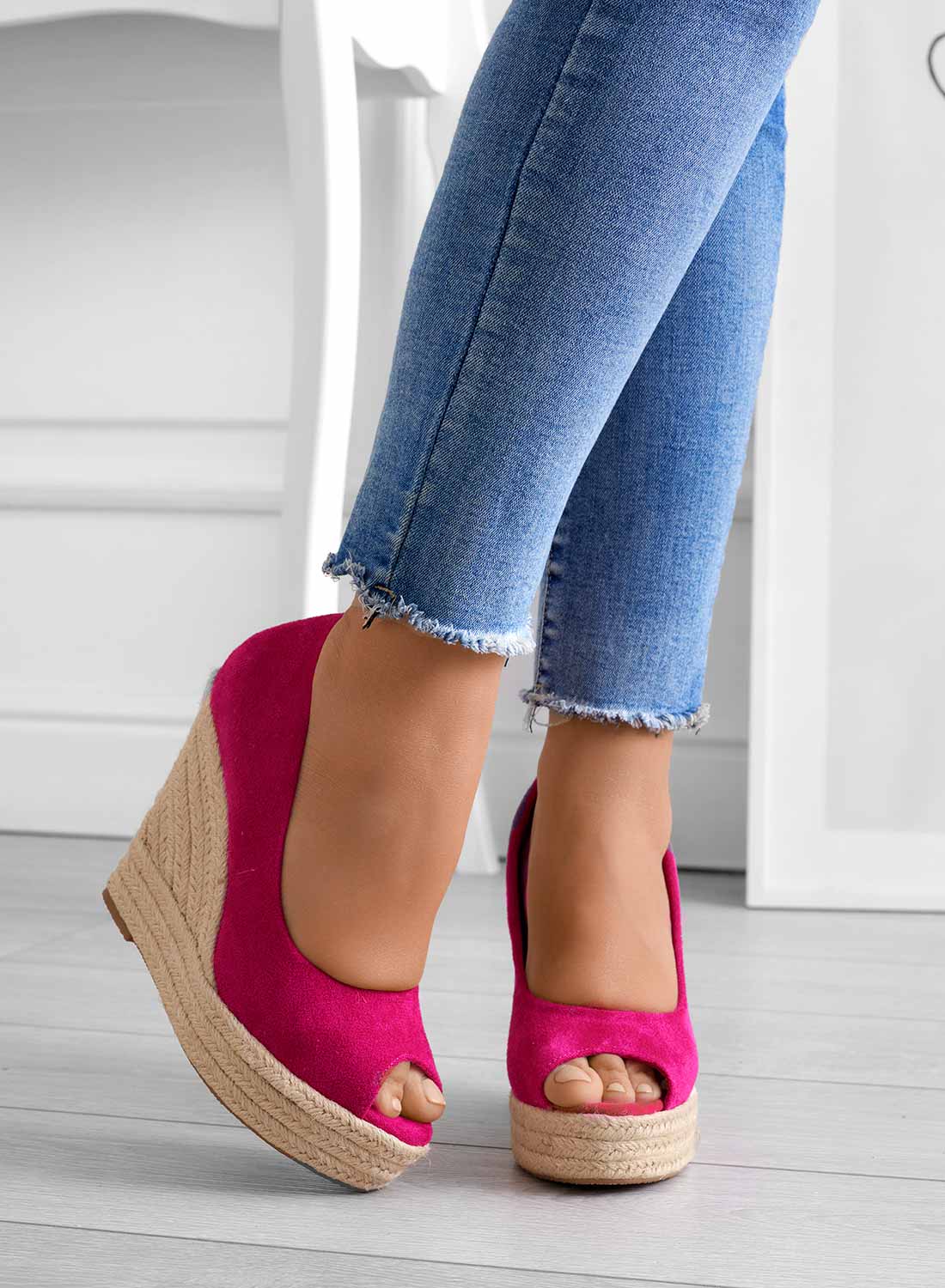 Espadrilles compensées en daim