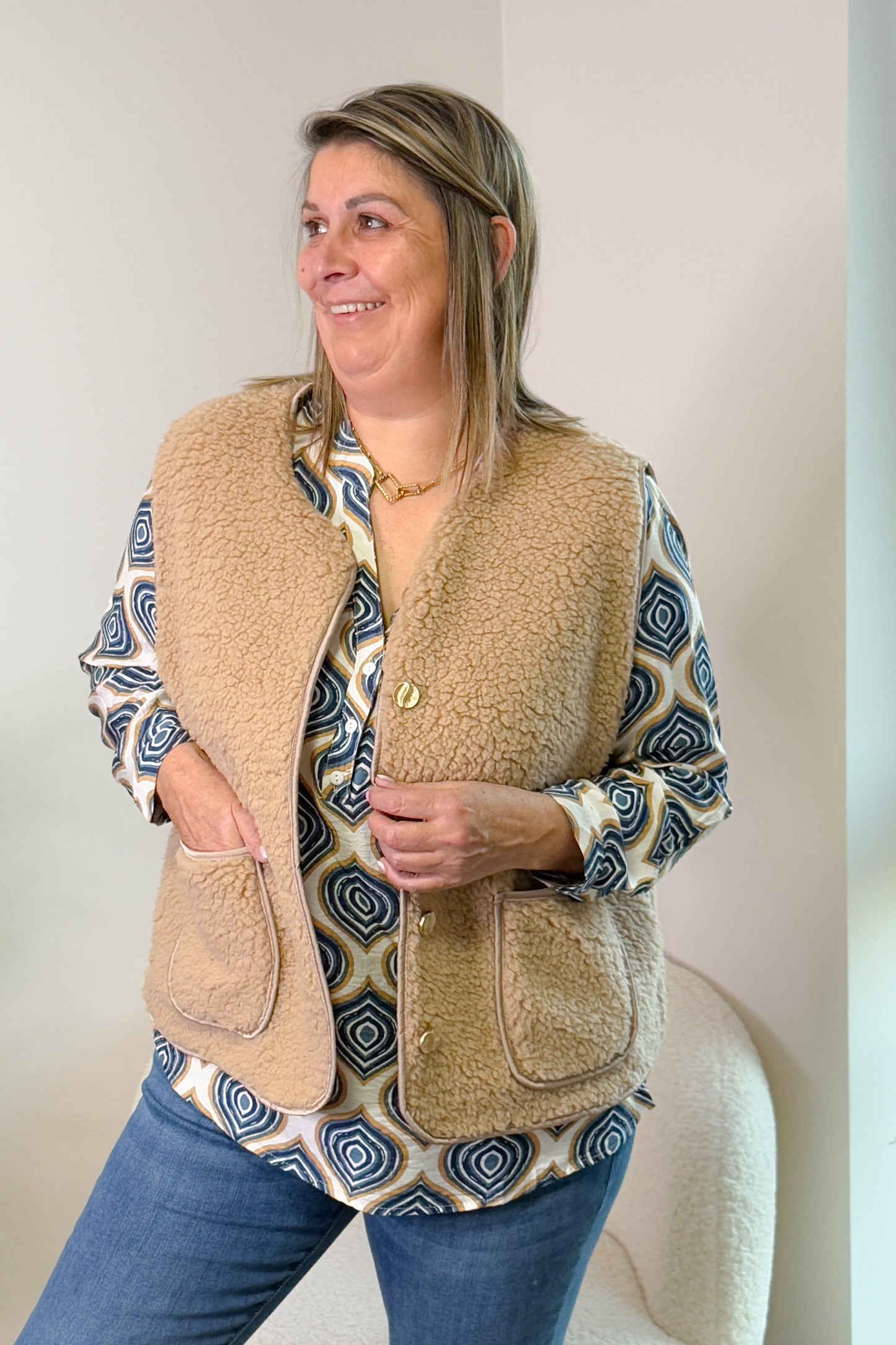 Gilet Teddy Ludivine Camel GT (42/48)