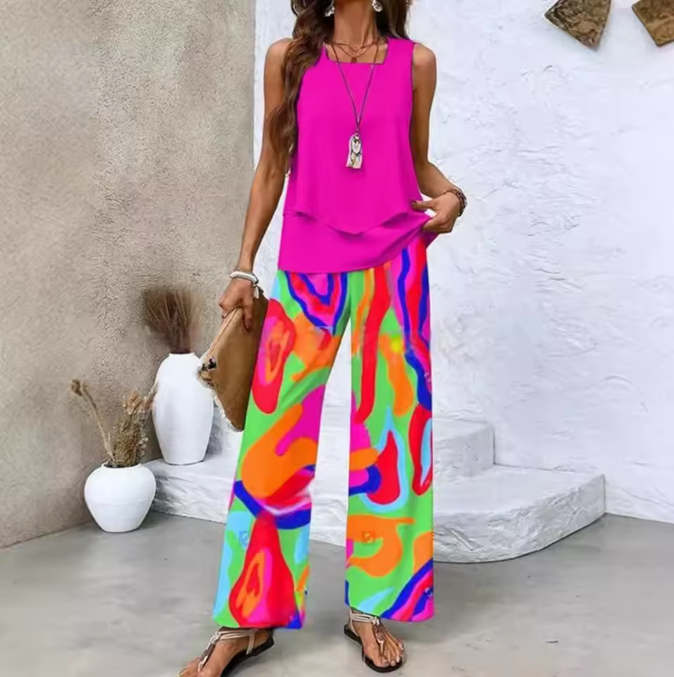 Ensemble de deux pièces avec haut et pantalon assortis