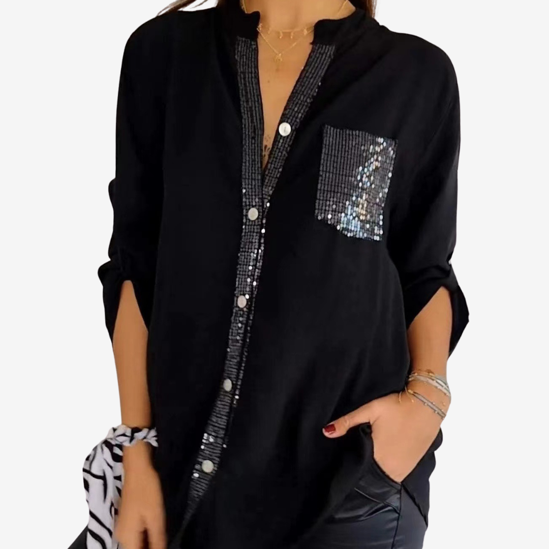 Elyn™ Chemise à Poche Pailletée