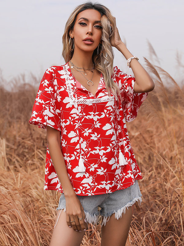 t-shirt imprimé avec encolure en V