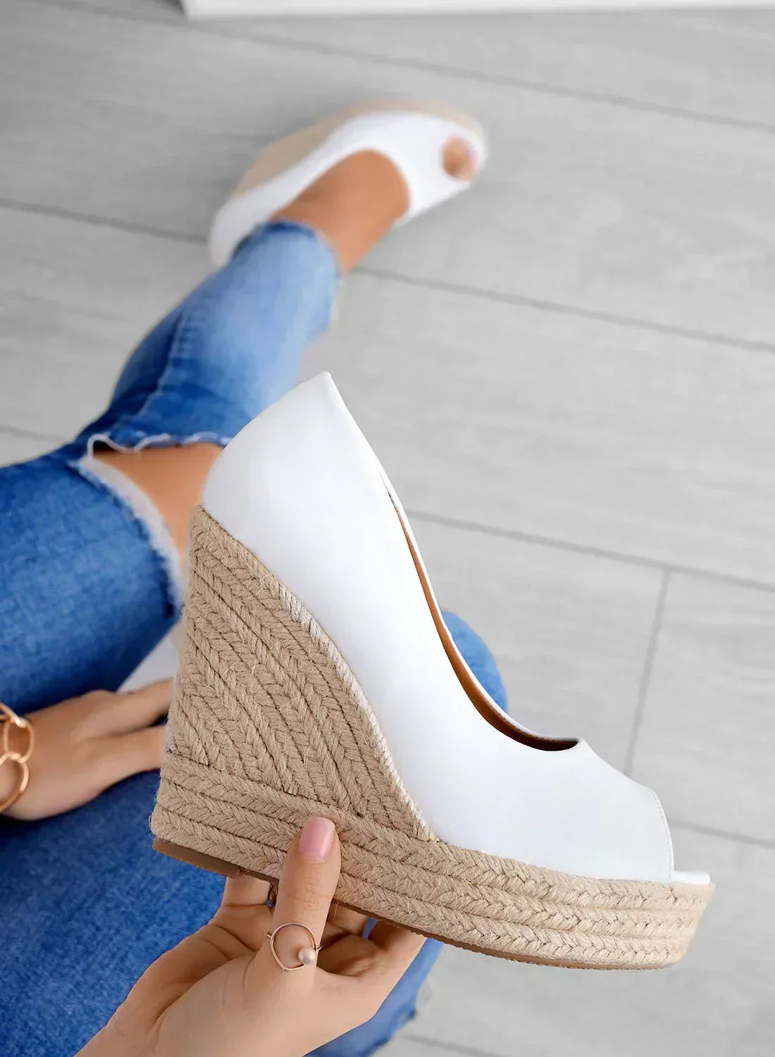Espadrilles compensées en daim