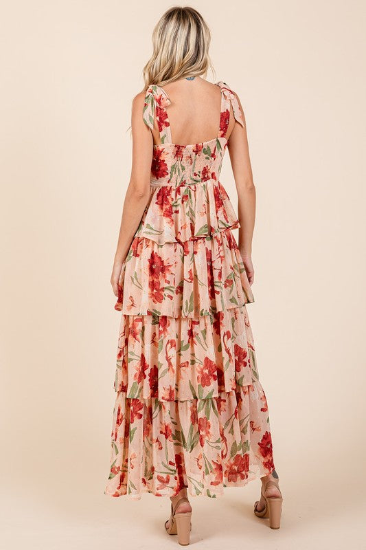 Sophie Paris® | Robe longue d'été à col cœur superposée à fleurs