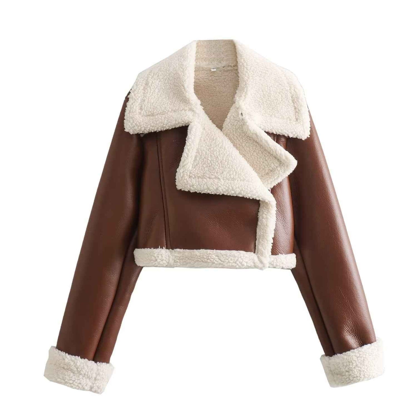 Veste courte chic pour femme avec doublure en Teddy chaud