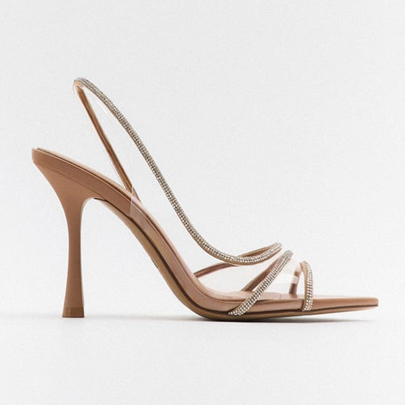 Élégantes sandales slingback à bout pointu et haut talon