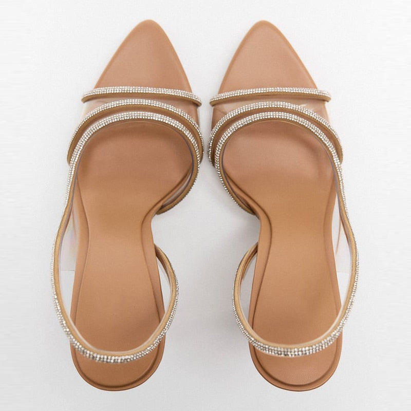 Élégantes sandales slingback à bout pointu et haut talon