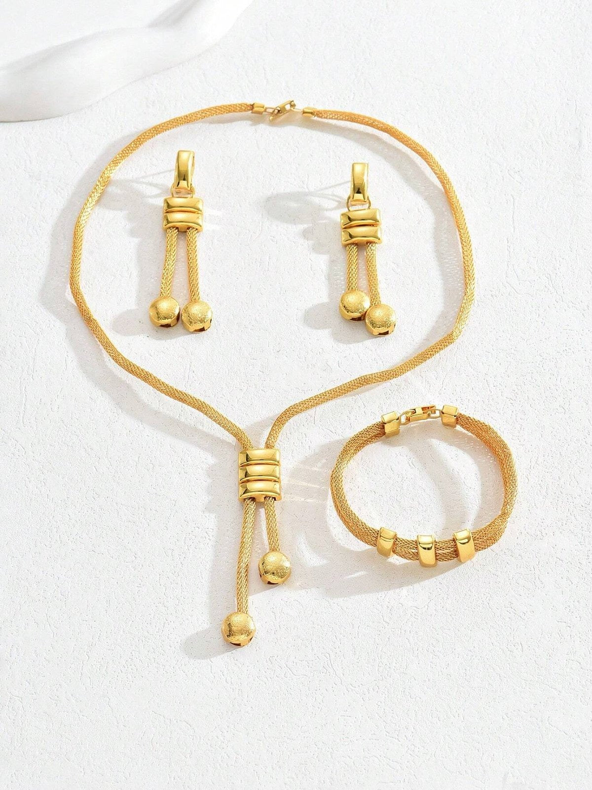 Ensemble de bijoux élégants en or 24 carats galvanisé, 4 pièces/ensemble