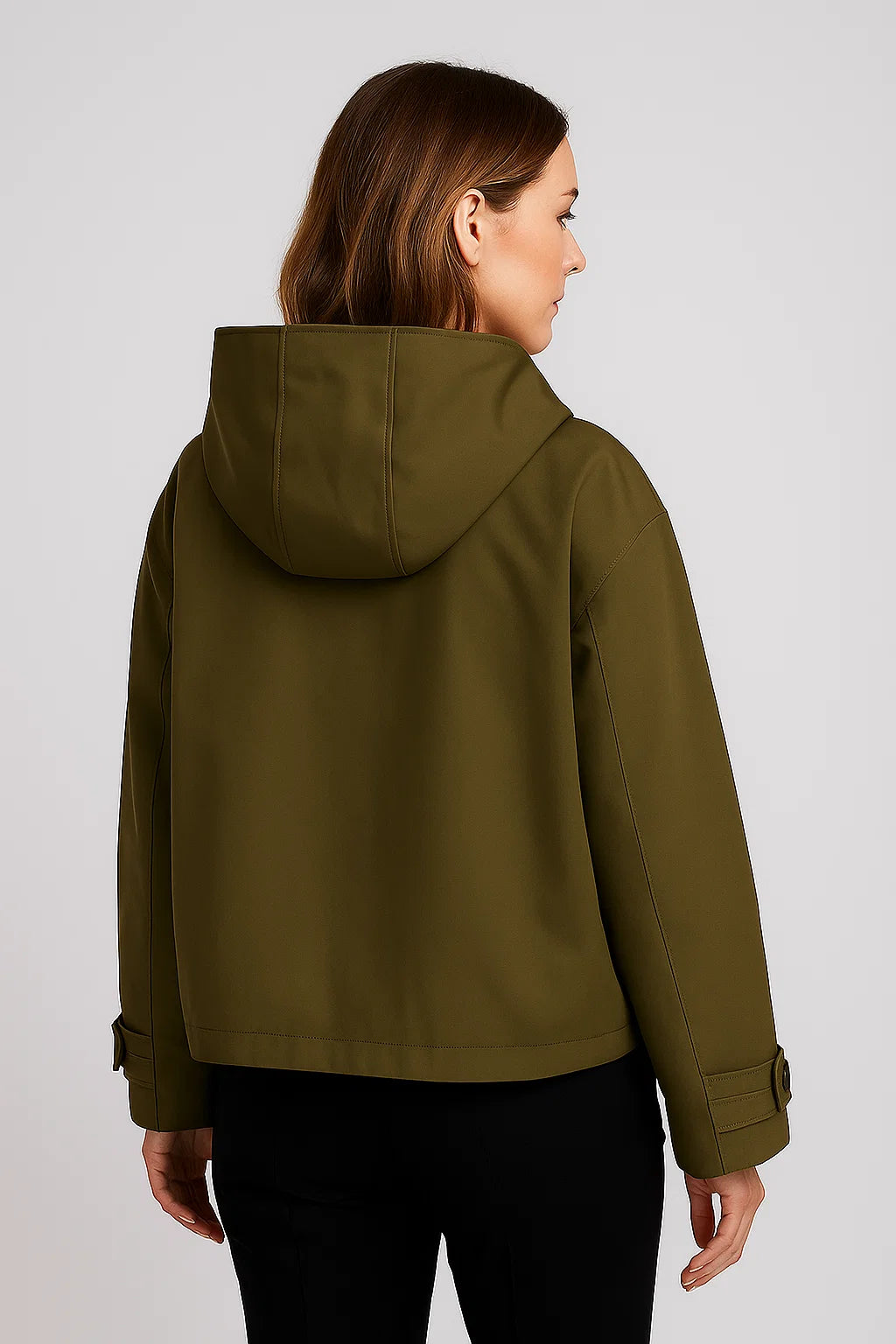 Trench-coat court chic à capuche pour femmes