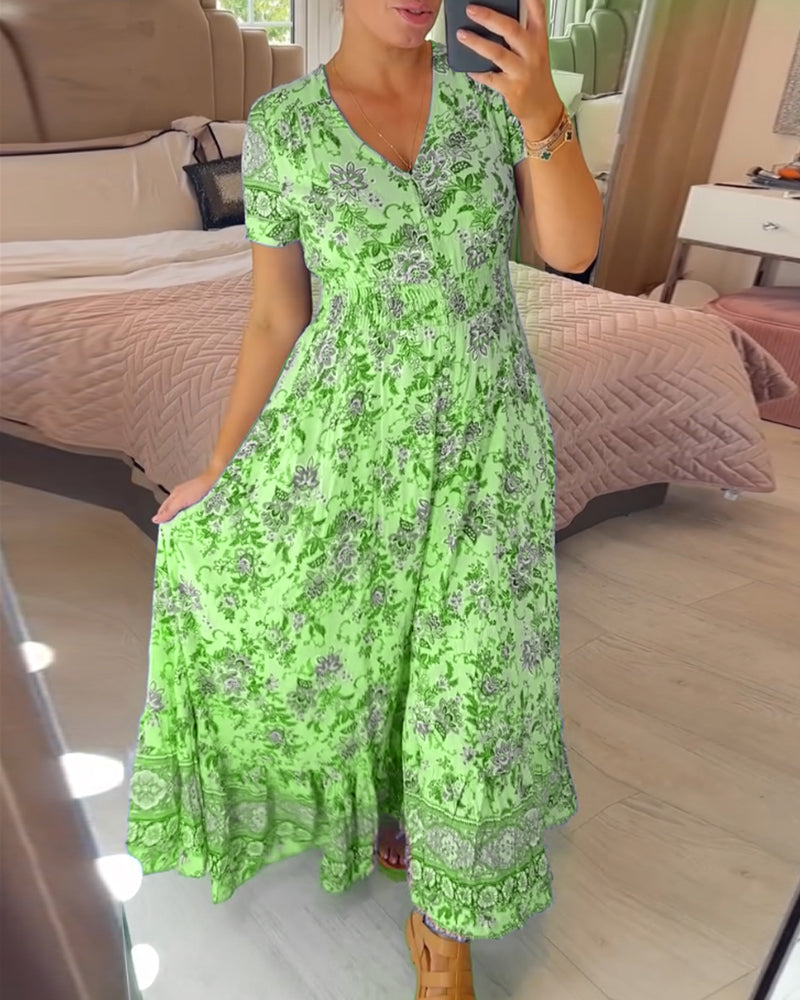 Robe à imprimé floral et encolure en V