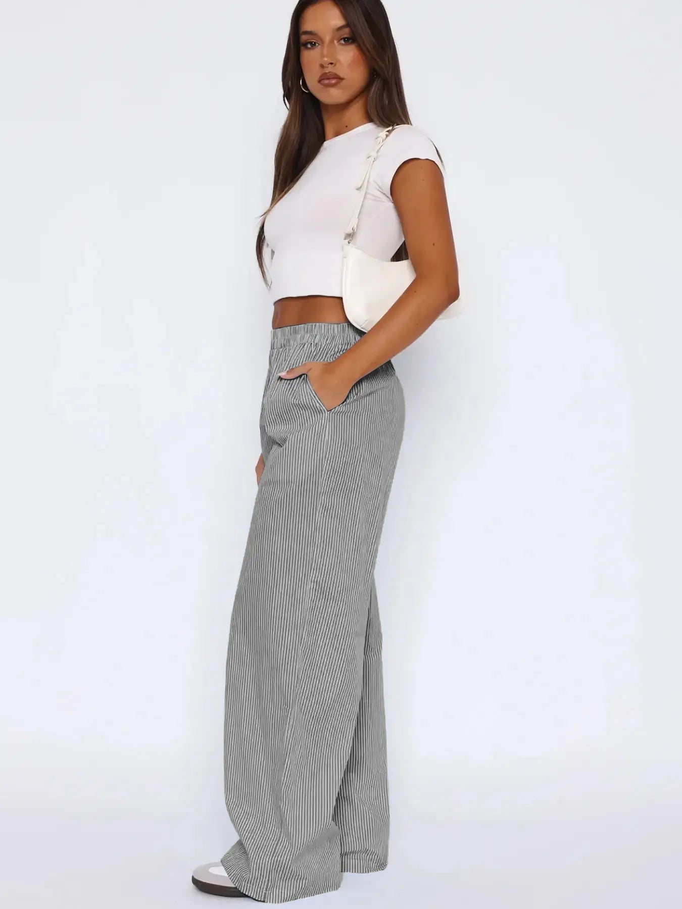 Marielle™ I Pantalon Rayé Alix - Jambes Larges avec Poches