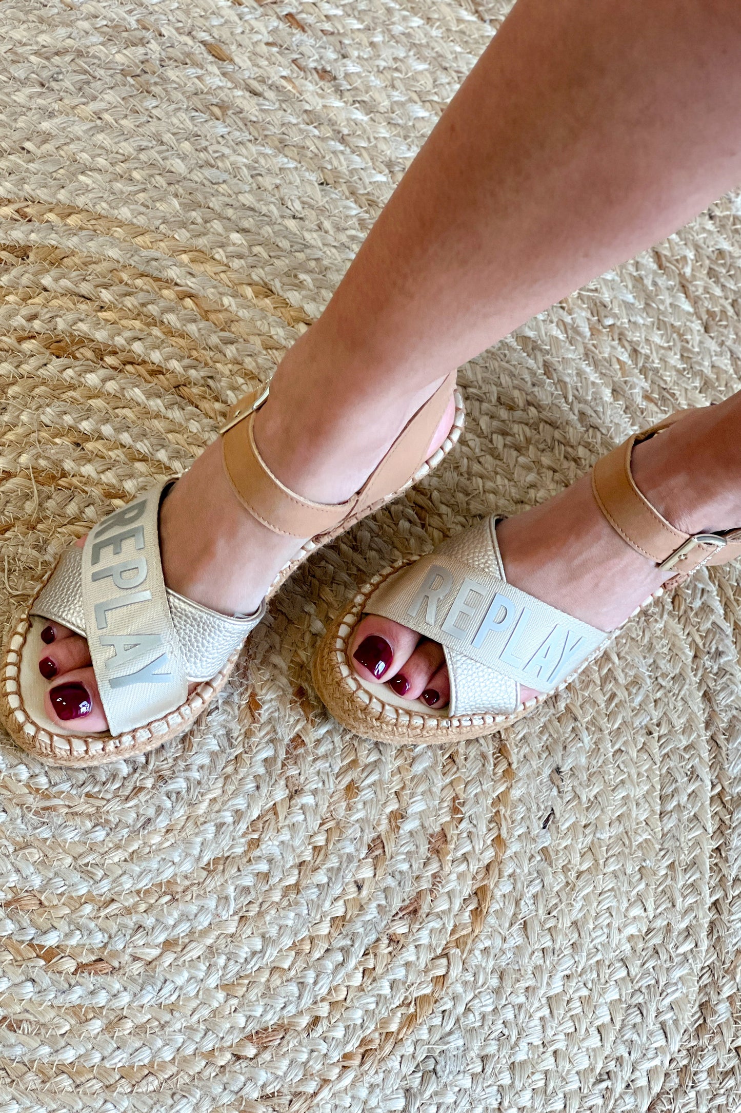 Sandales compensées Susan Cross Dorées Replay