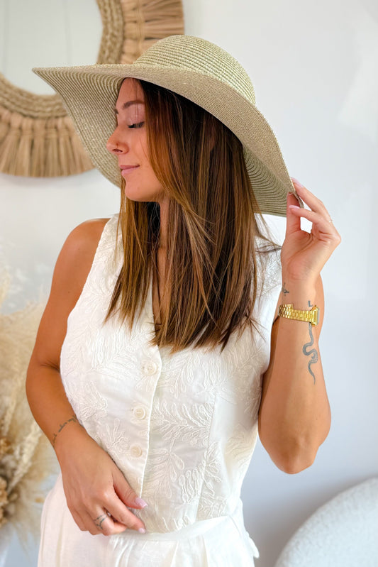 Grand Chapeau De  Paille Doré