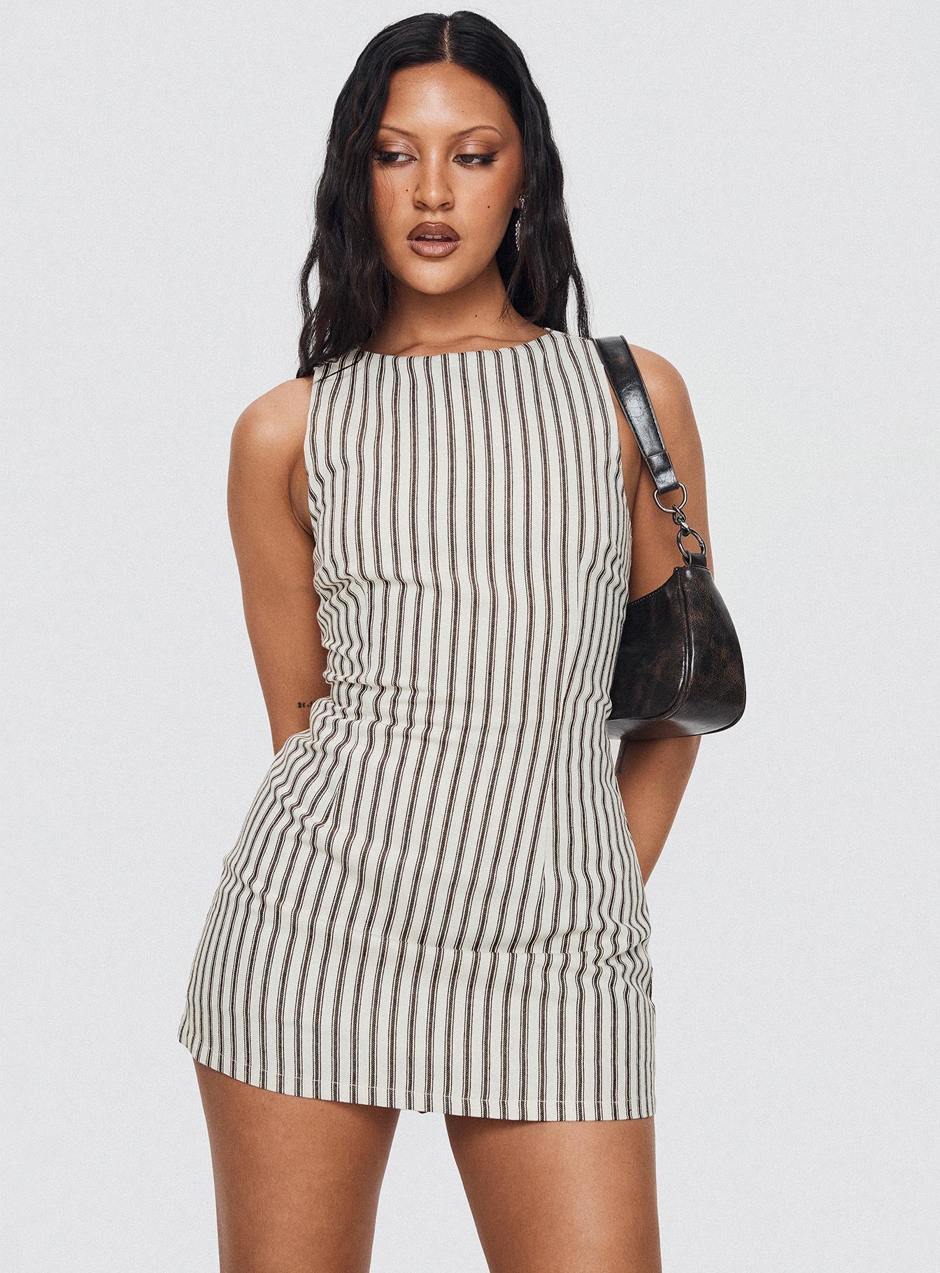 Robe mini décontractée à rayures pour femme tenue d'été