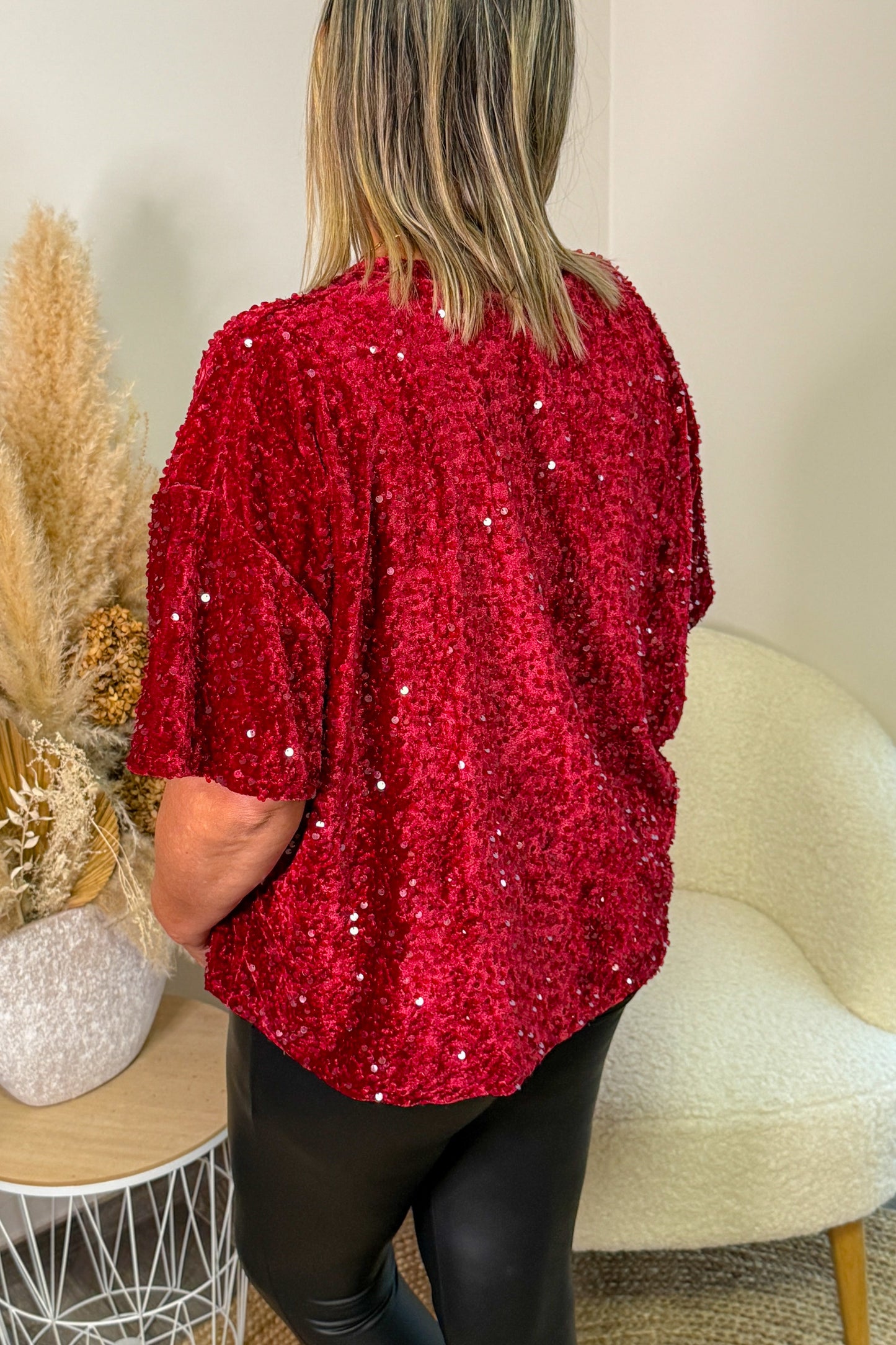 Top Brista Bordeaux à Sequins Transparents GT