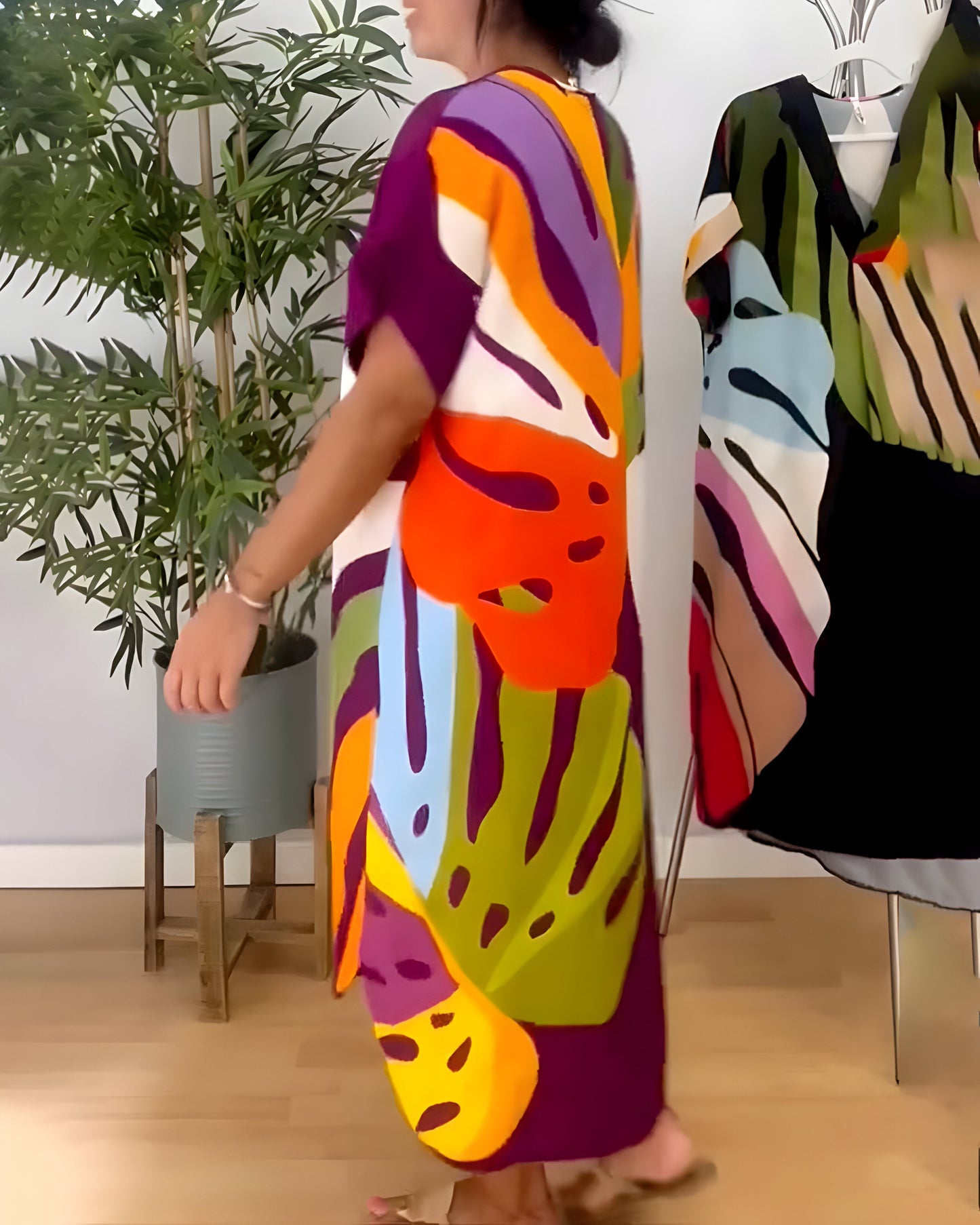 Nerissa™ - Robe décontractée à imprimé feuillage coloré pour un style frais et naturel