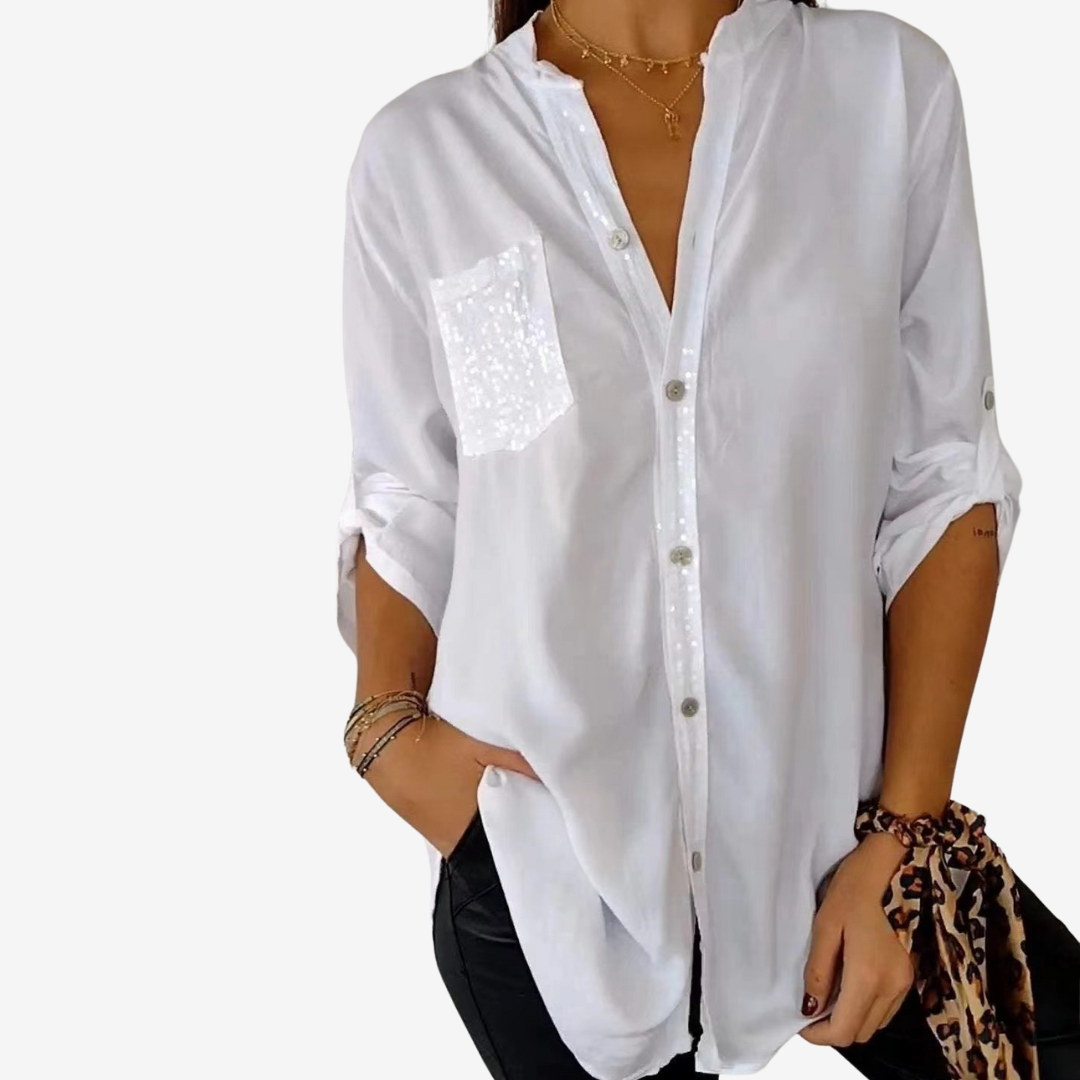 Elyn™ Chemise à Poche Pailletée
