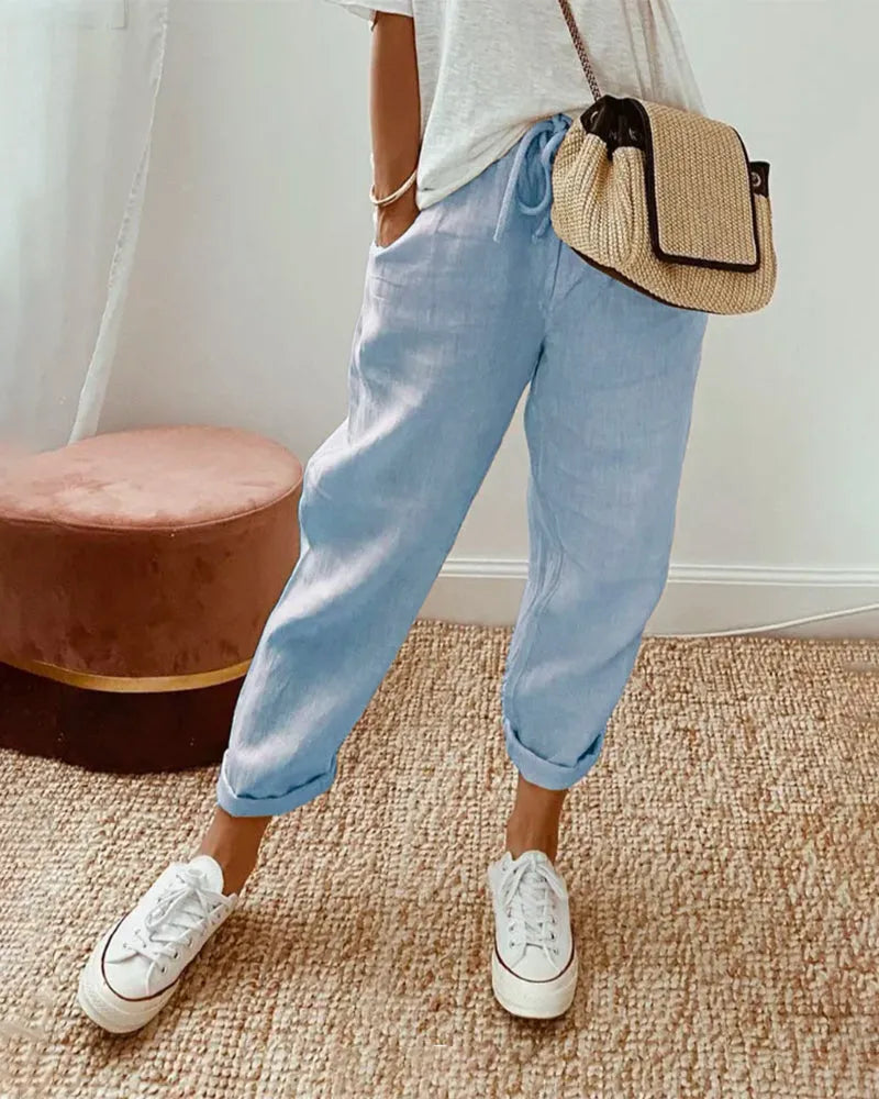 Elegant Women's High-Waisted Wide Leg Pants - Spring Summer Style
