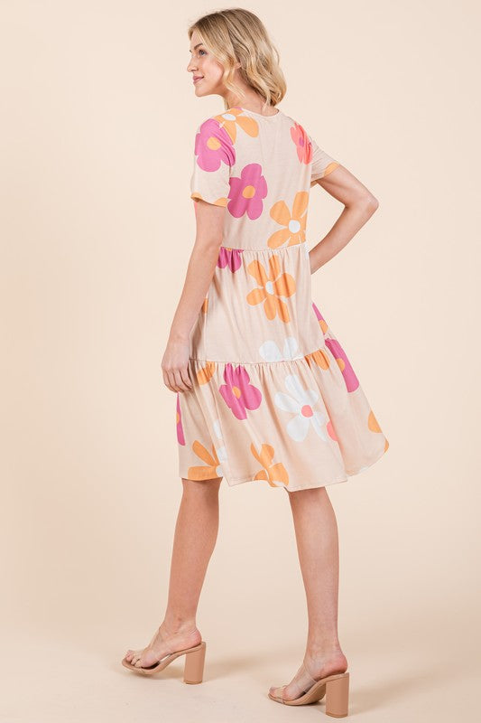 Sophie Paris® | Robe à volants Bombom Floral avec col rond