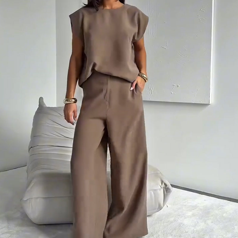 Ensemble chic deux pièces t-shirt et pantalon large