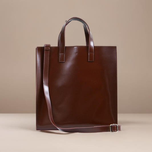 Grand sac à bandoulière en cuir lisse