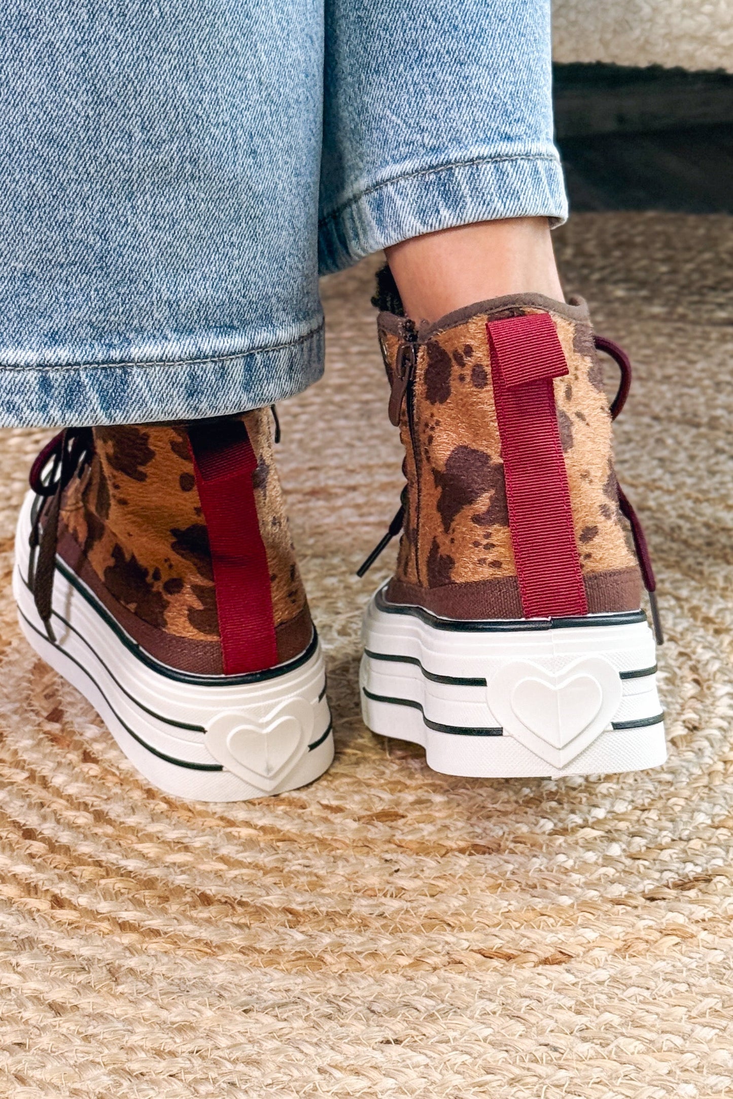 Style Converse Compensée Vache Poil Choco