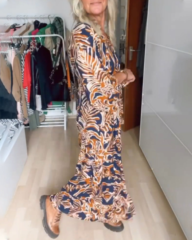 Céleste™ | Robe Maxi Imprimée Élégante à Col en V