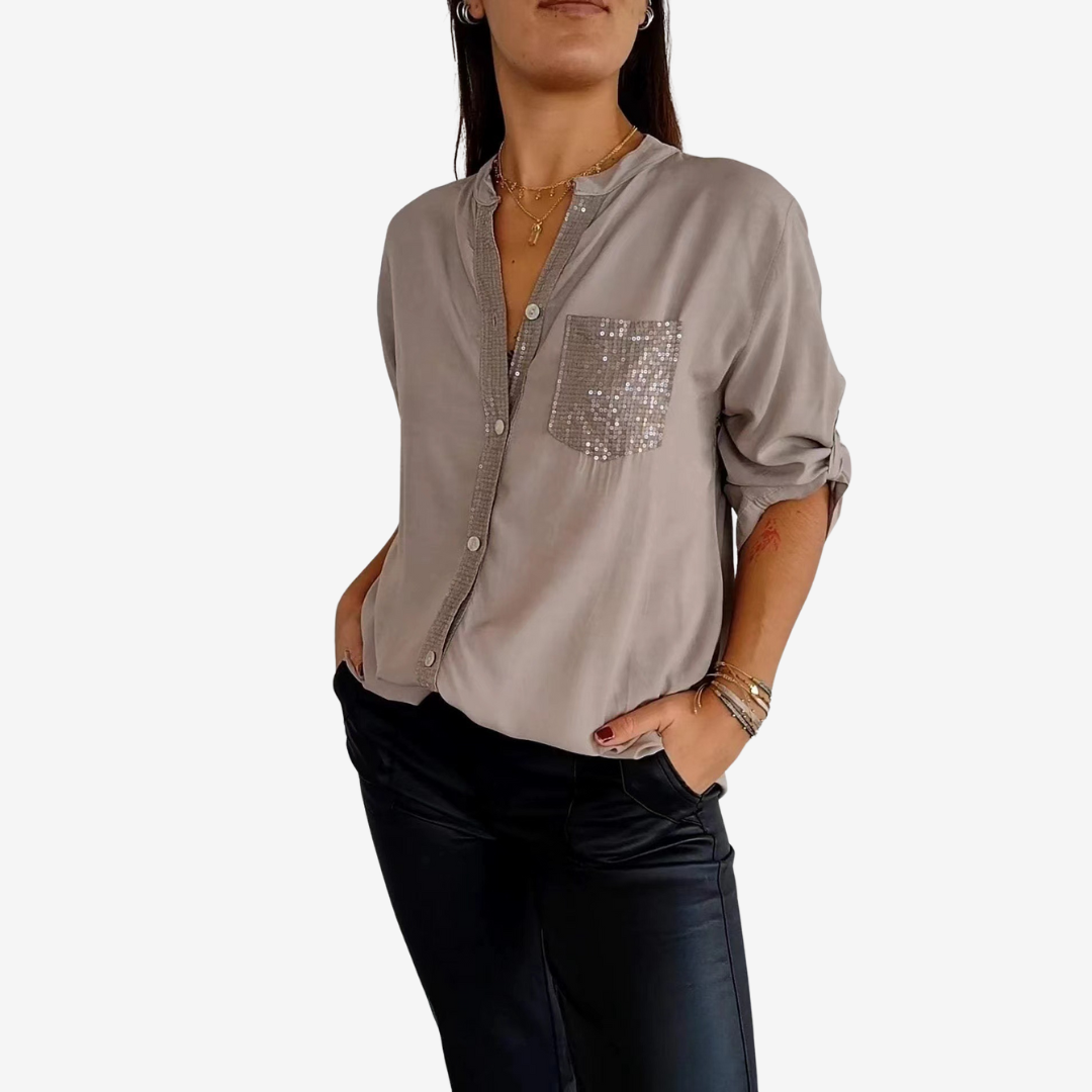 Elyn™ Chemise à Poche Pailletée