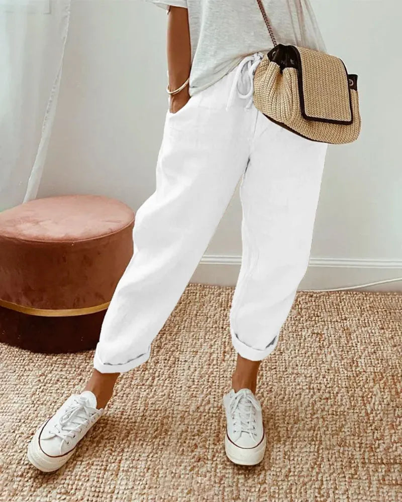 Elegant Women's High-Waisted Wide Leg Pants - Spring Summer Style
