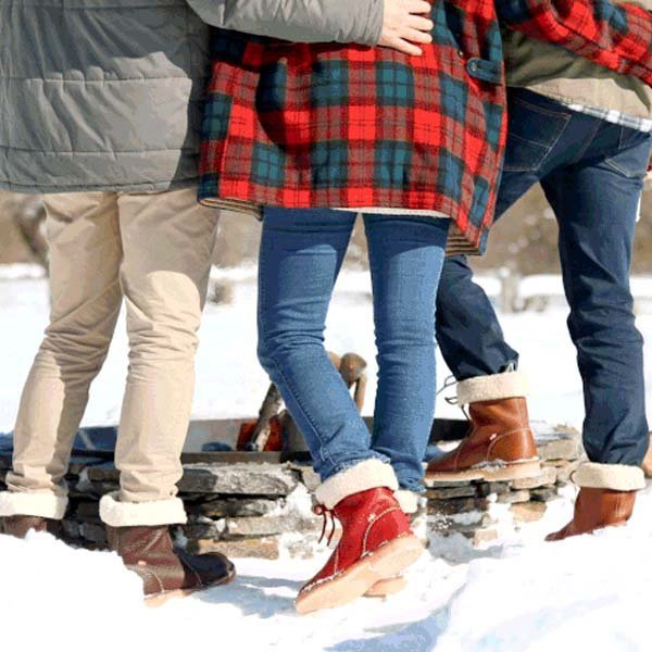 Bottes Hautes Classiques en Cuir Doublées de Polaire pour Femmes