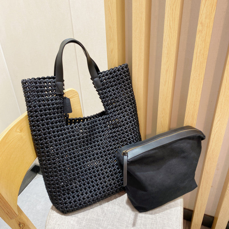 Grand sac fourre-tout en cuir tissé à la main pour un style chic au quotidien