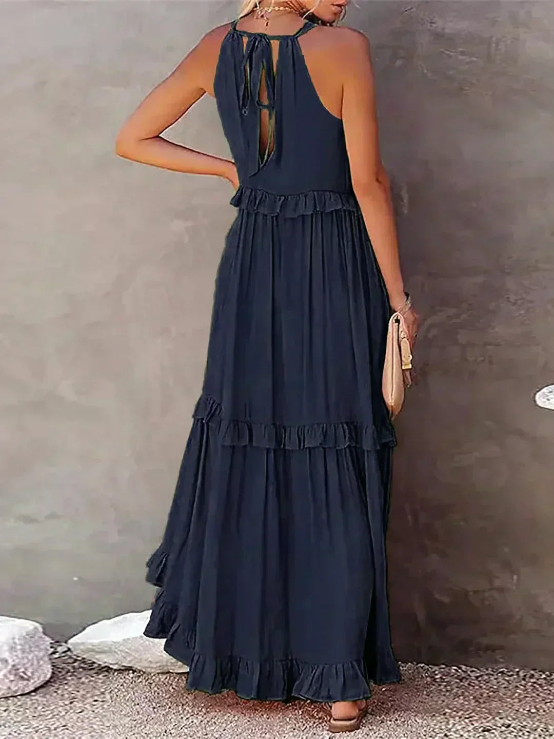 Sarah | Robe Maxi Halter à Volants (Stock Limité)