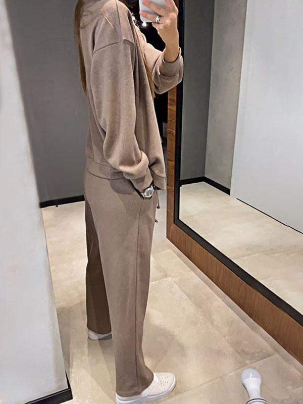 Ensemble décontracté confortable avec pull col V et pantalon