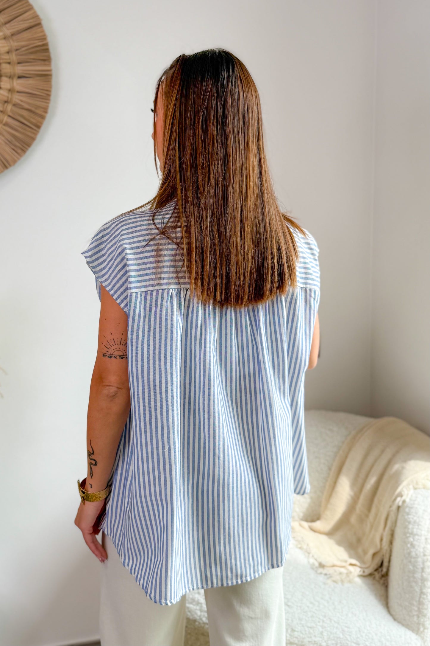 Chemise Elissia Bleu Sans Manches