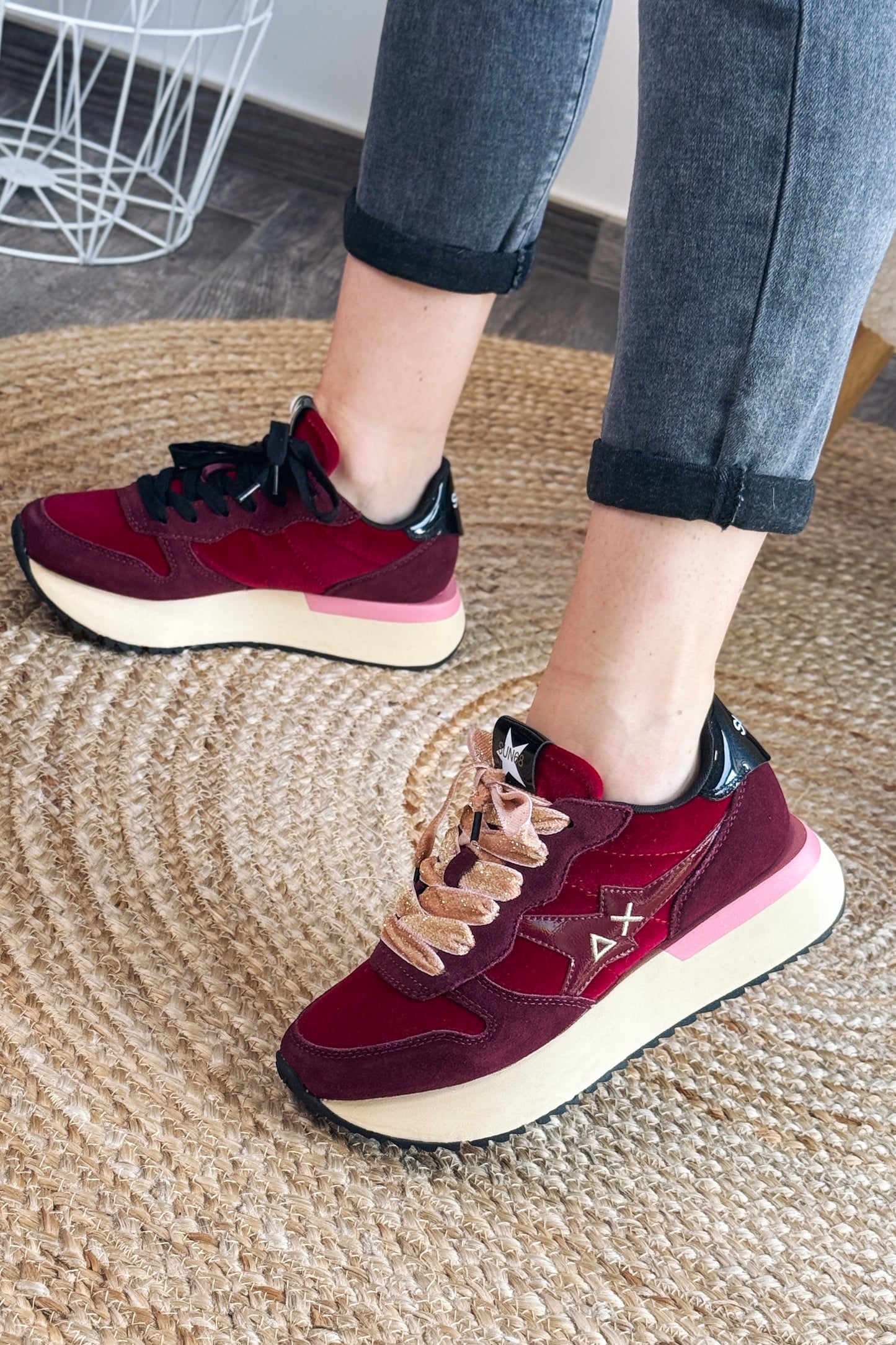 Baskets Compensée Sun68 Bordeaux