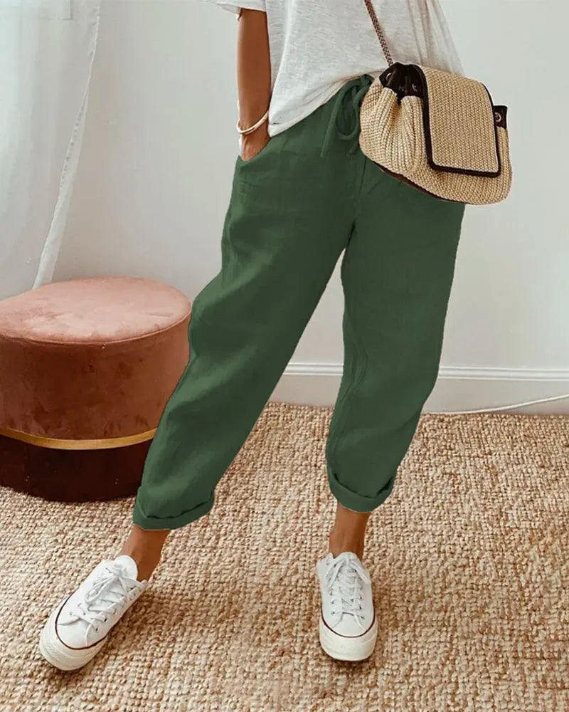 Elegant Women's High-Waisted Wide Leg Pants - Spring Summer Style