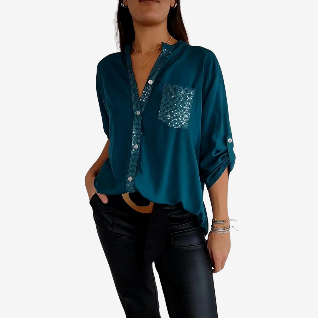Elyn™ Chemise à Poche Pailletée
