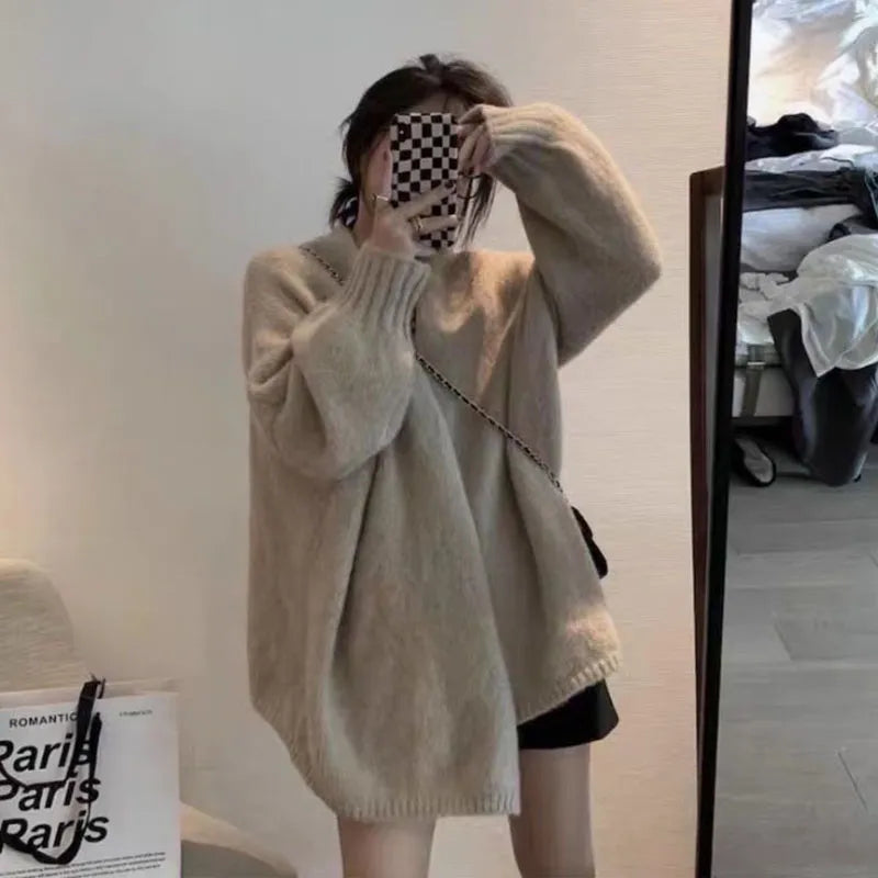 Cardigan en maille surdimensionné confortable avec fermeture à boutons